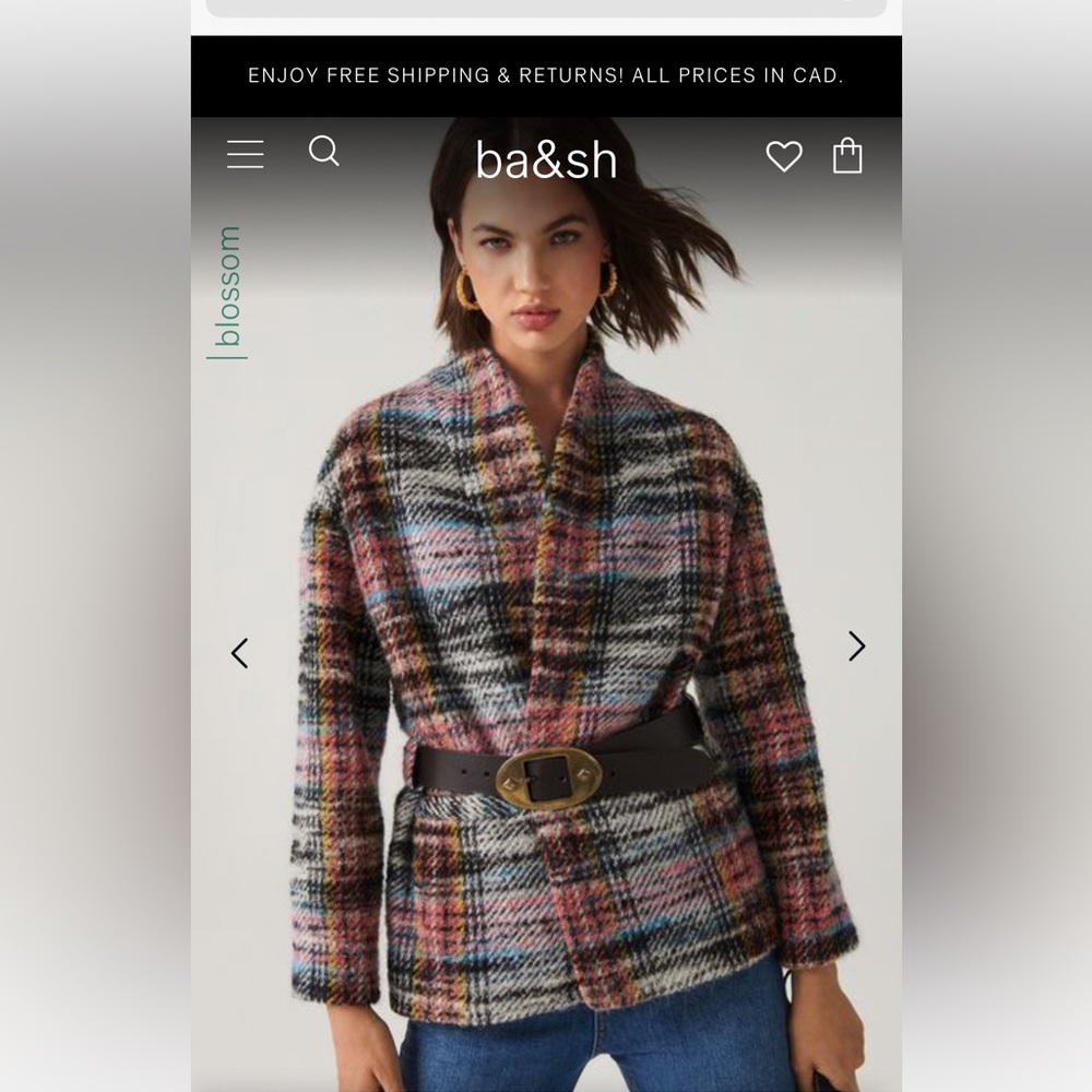 Ba&sh plaid blazer with removable belt. Still avail online